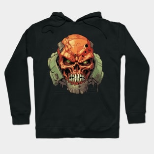 Space Doom Marine Classic Game Cyberpunk Skull Red Hoodie